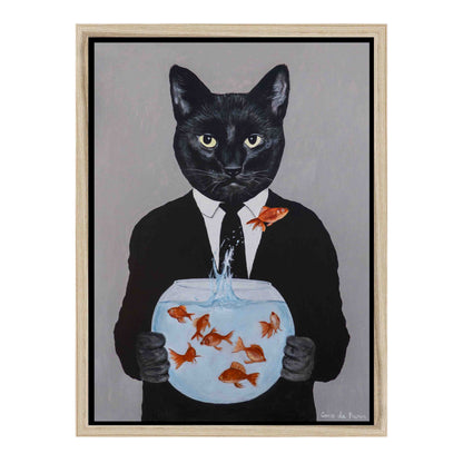 BLACK CAT WITH FISHBOWL | CANVAS