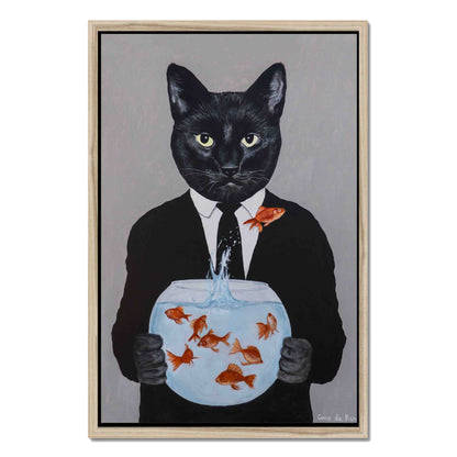 BLACK CAT WITH FISHBOWL | CANVAS