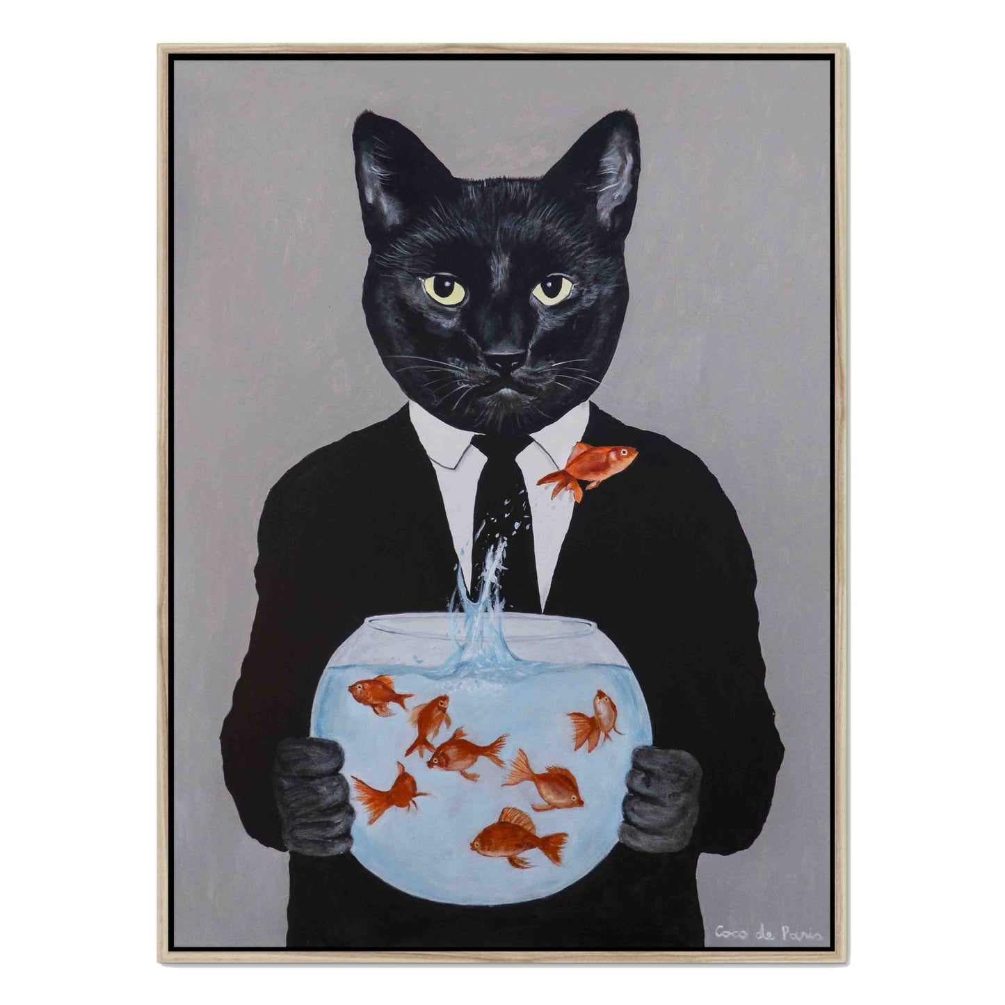 BLACK CAT WITH FISHBOWL | CANVAS