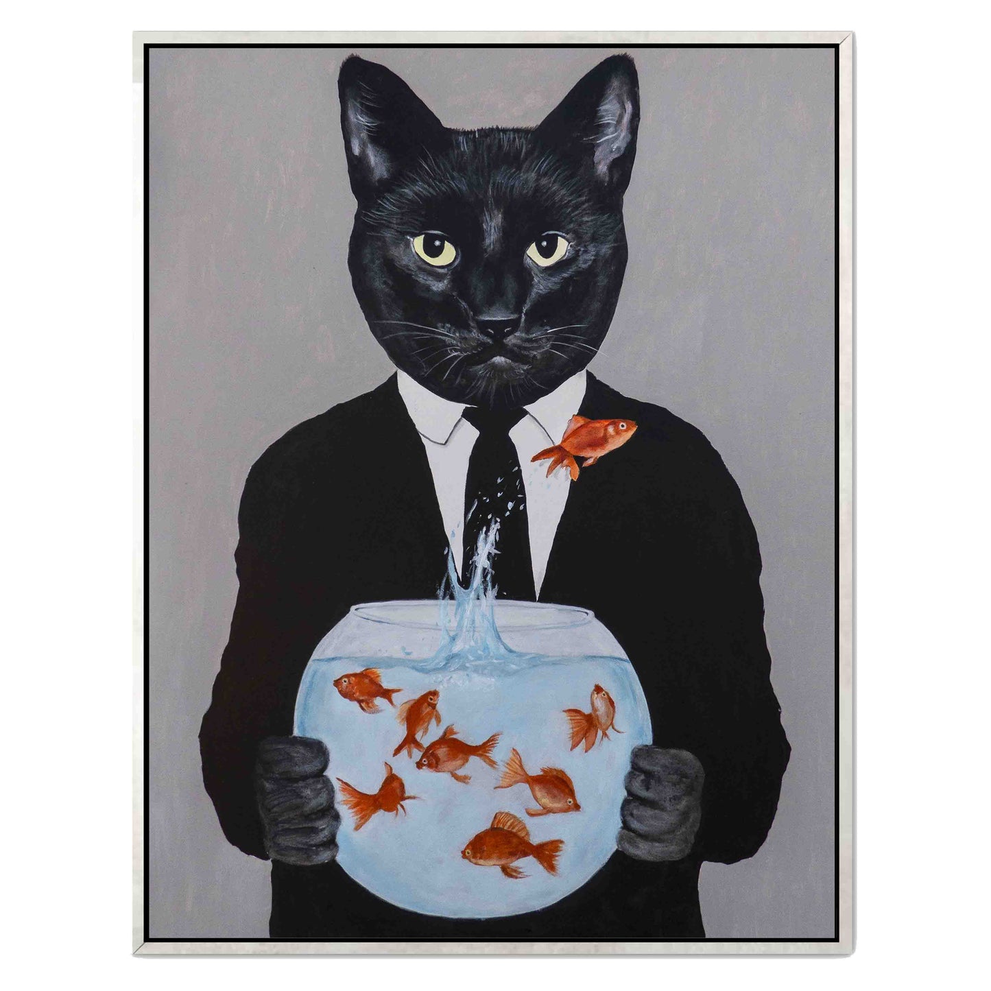 BLACK CAT WITH FISHBOWL | CANVAS