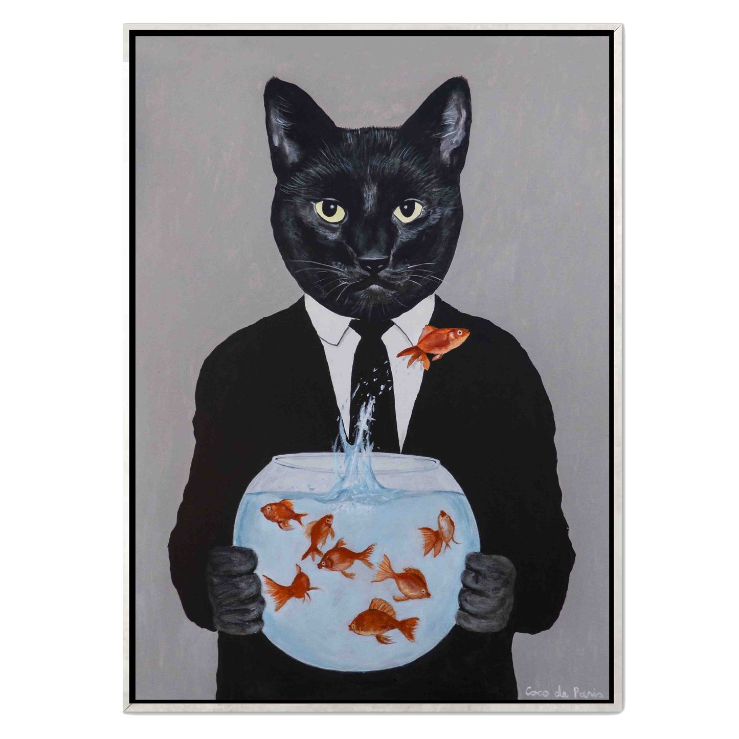 BLACK CAT WITH FISHBOWL | CANVAS