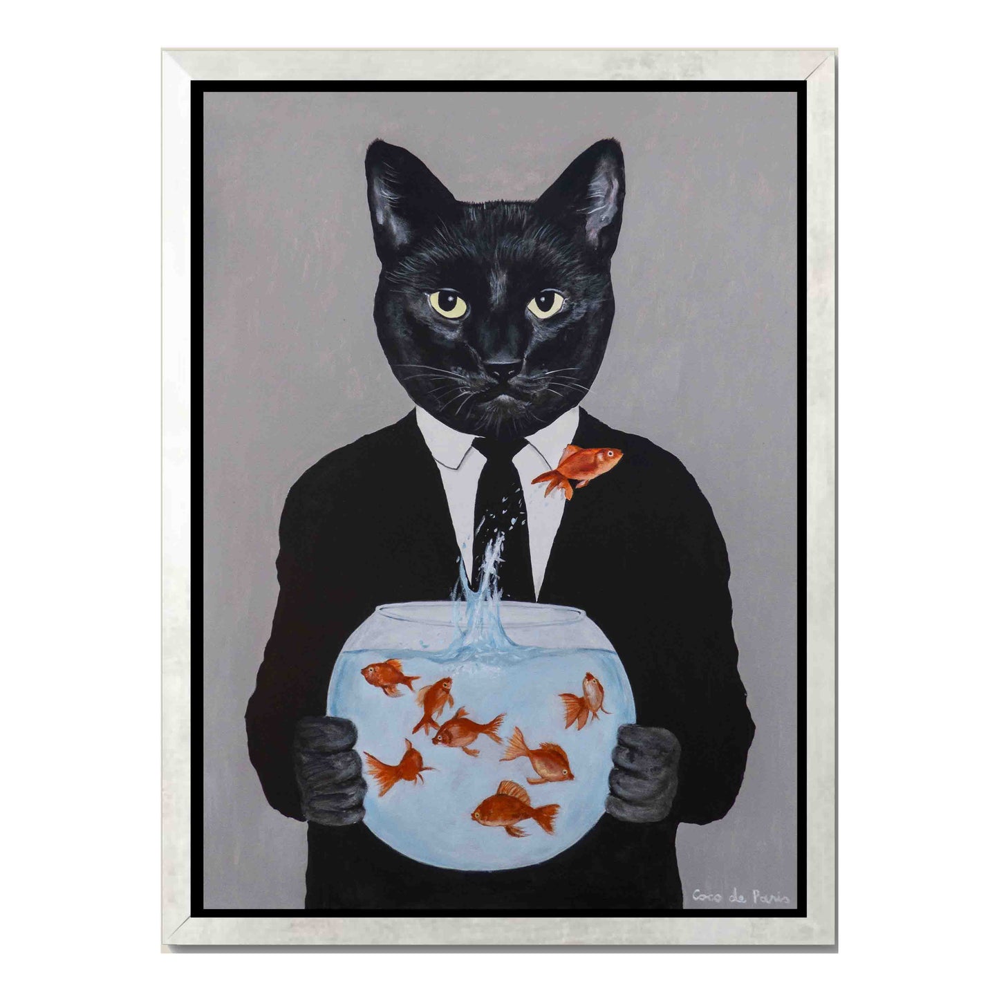 BLACK CAT WITH FISHBOWL | CANVAS