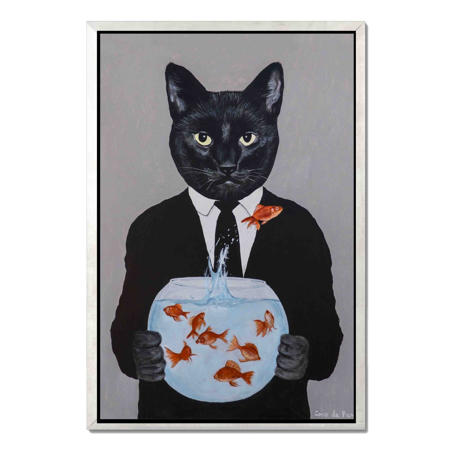 BLACK CAT WITH FISHBOWL | CANVAS