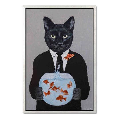 BLACK CAT WITH FISHBOWL | CANVAS