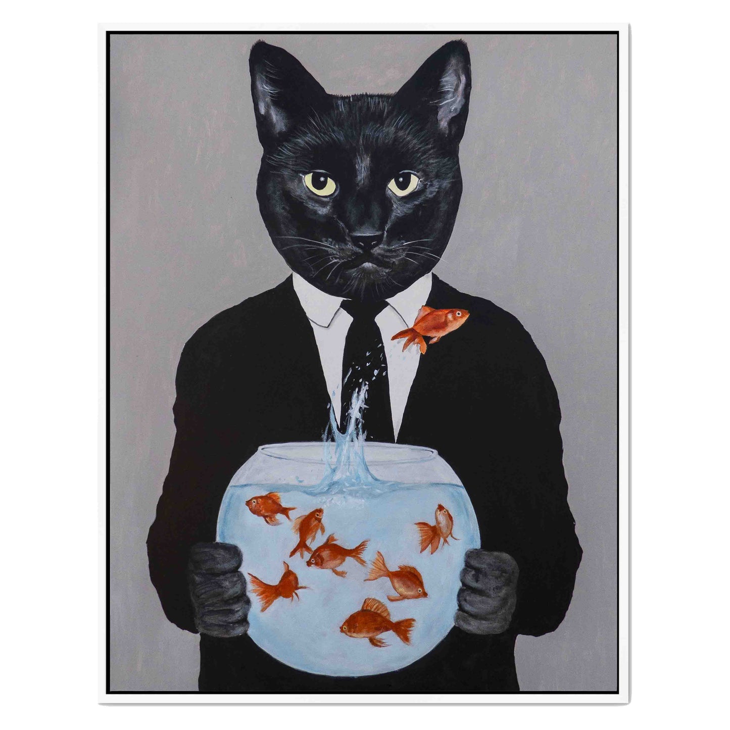 BLACK CAT WITH FISHBOWL | CANVAS