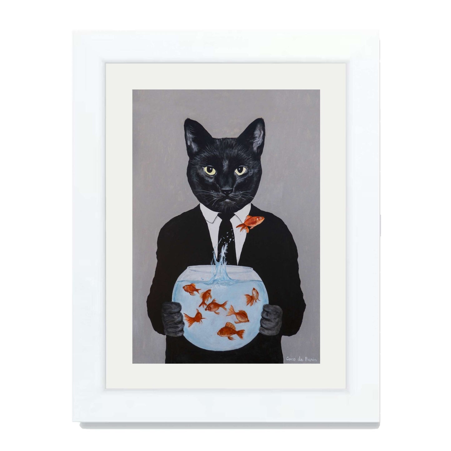 BLACK CAT WITH FISHBOWL | PRINT