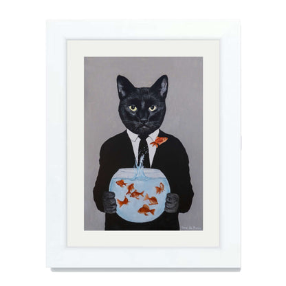 BLACK CAT WITH FISHBOWL | PRINT