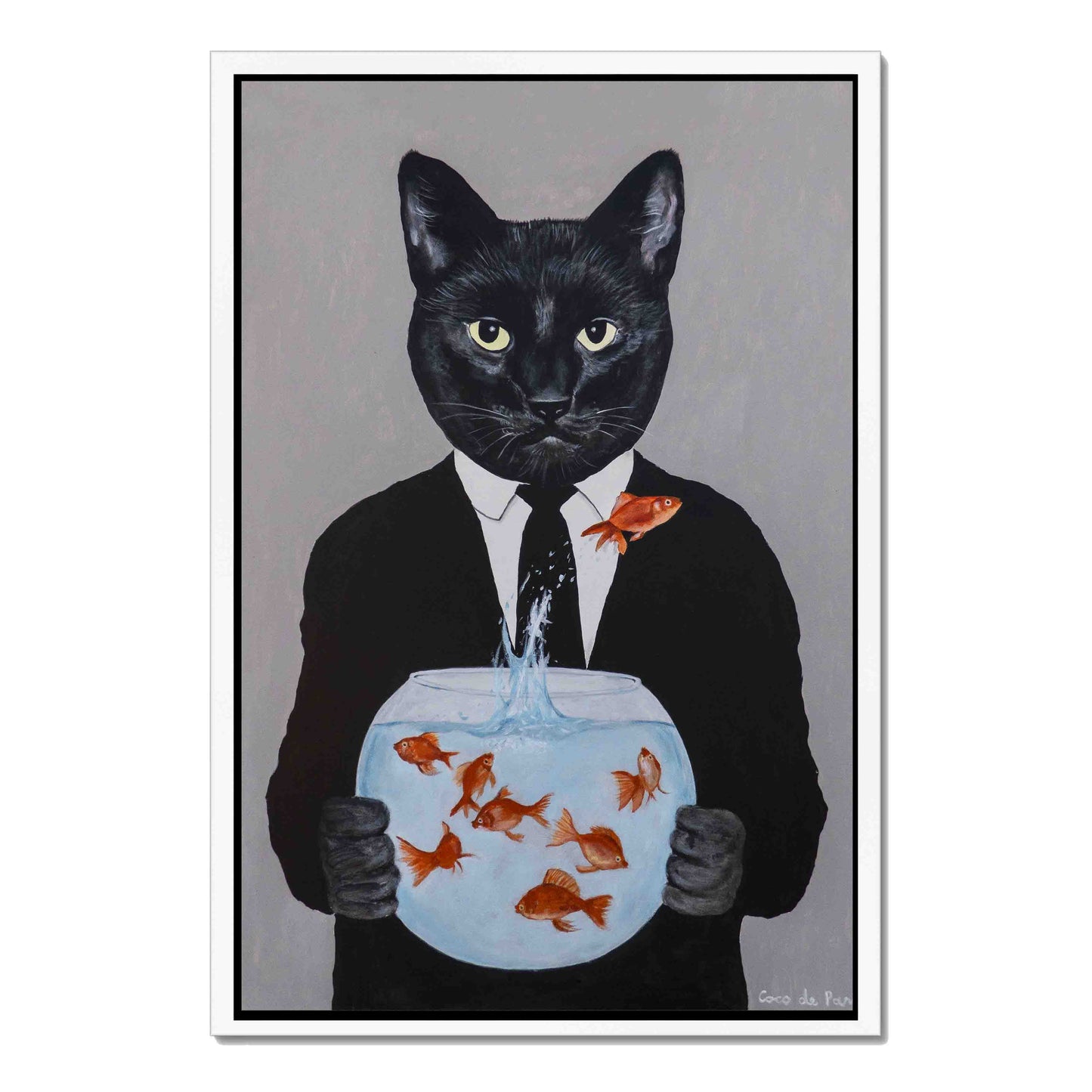 BLACK CAT WITH FISHBOWL | CANVAS