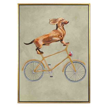 DACHSHUND ON BICYCLE | CANVAS