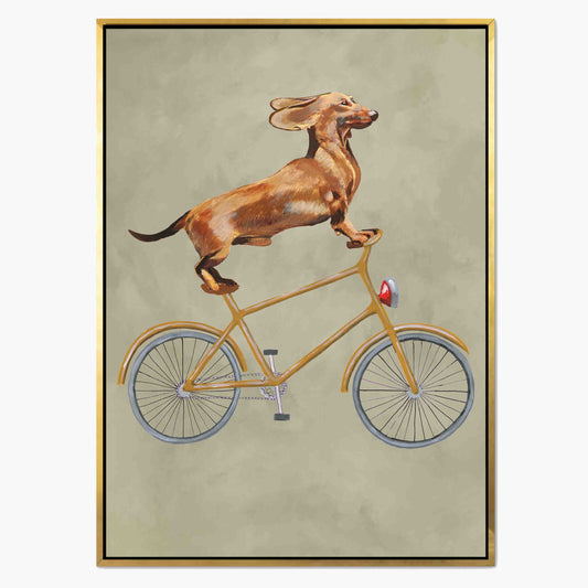 DACHSHUND ON BICYCLE | CANVAS