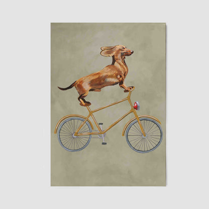 DACHSHUND ON BICYCLE | CANVAS