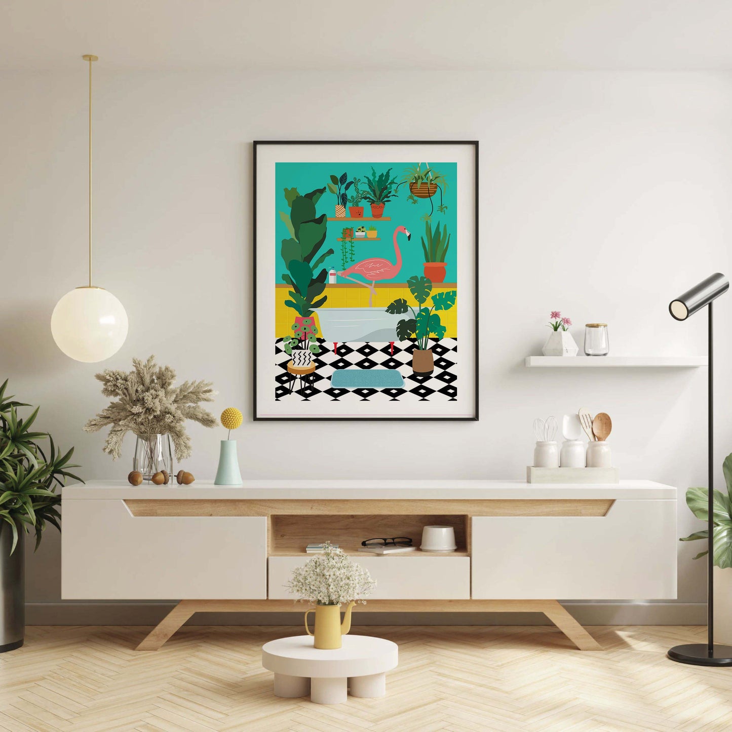 FLAMINGO BATHTIME | PRINT