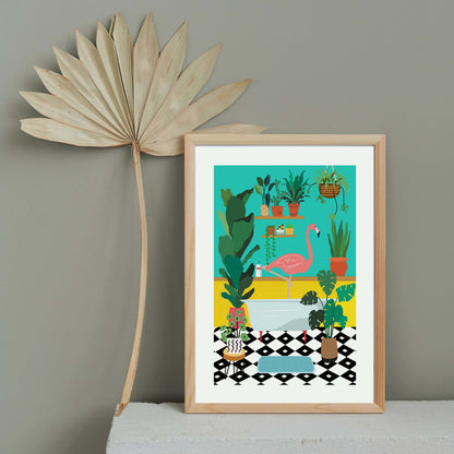 FLAMINGO BATHTIME | PRINT