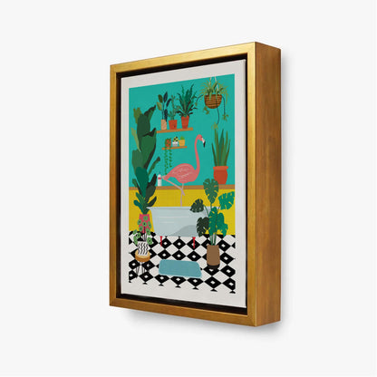 FLAMINGO BATHTIME | CANVAS