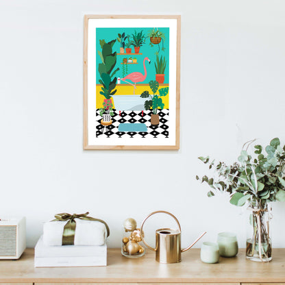 FLAMINGO BATHTIME | PRINT