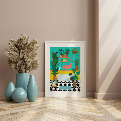 FLAMINGO BATHTIME | PRINT