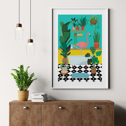 FLAMINGO BATHTIME | PRINT