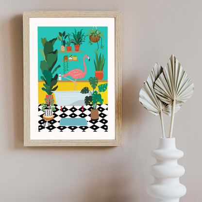 FLAMINGO BATHTIME | PRINT