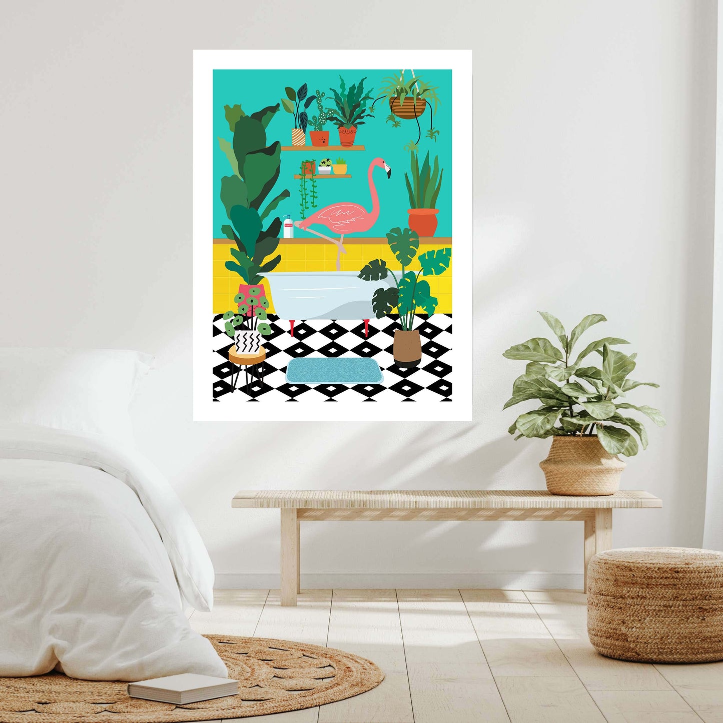 FLAMINGO BATHTIME | CANVAS