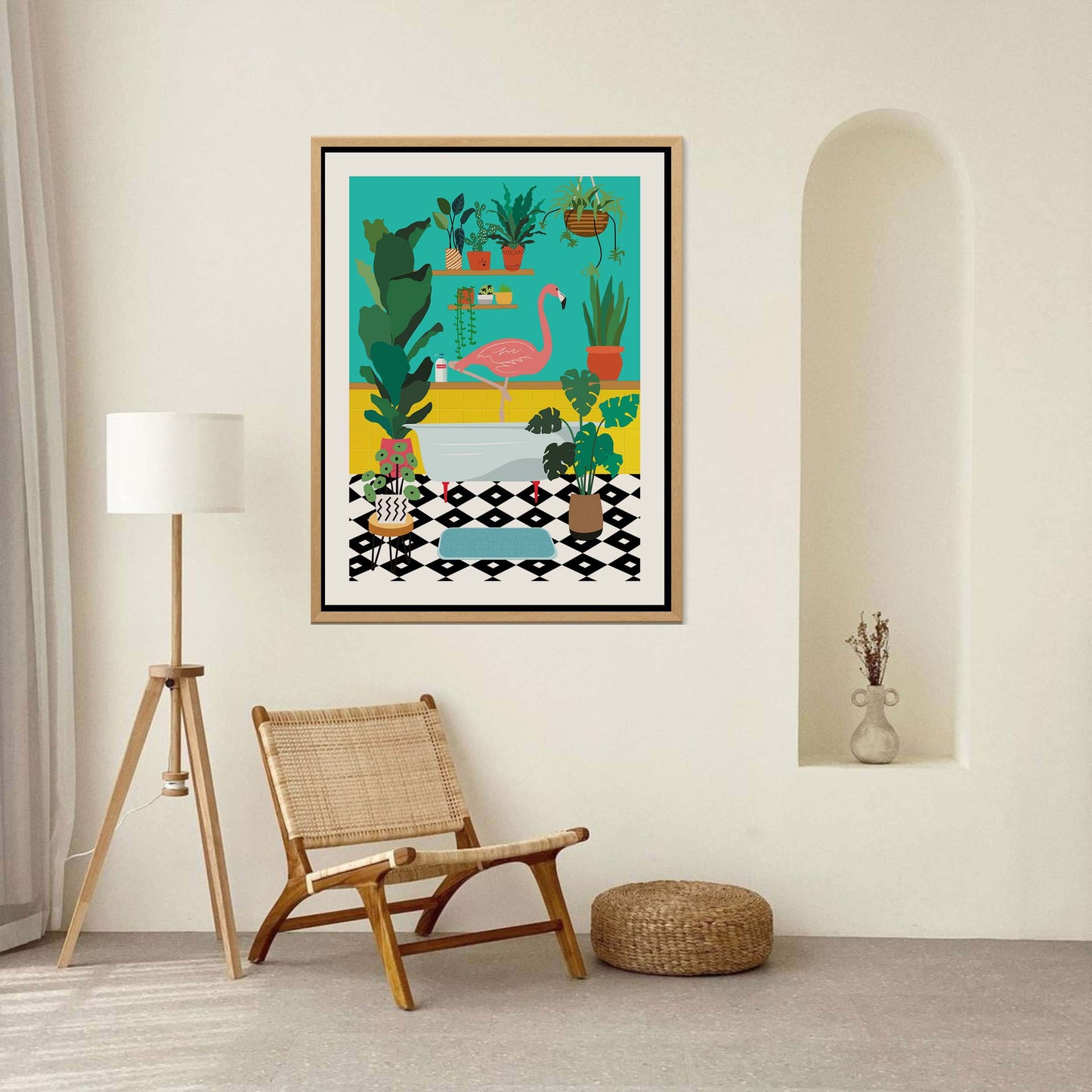 FLAMINGO BATHTIME | CANVAS