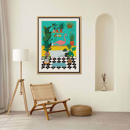 FLAMINGO BATHTIME | CANVAS