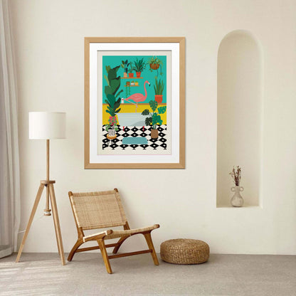 FLAMINGO BATHTIME | PRINT