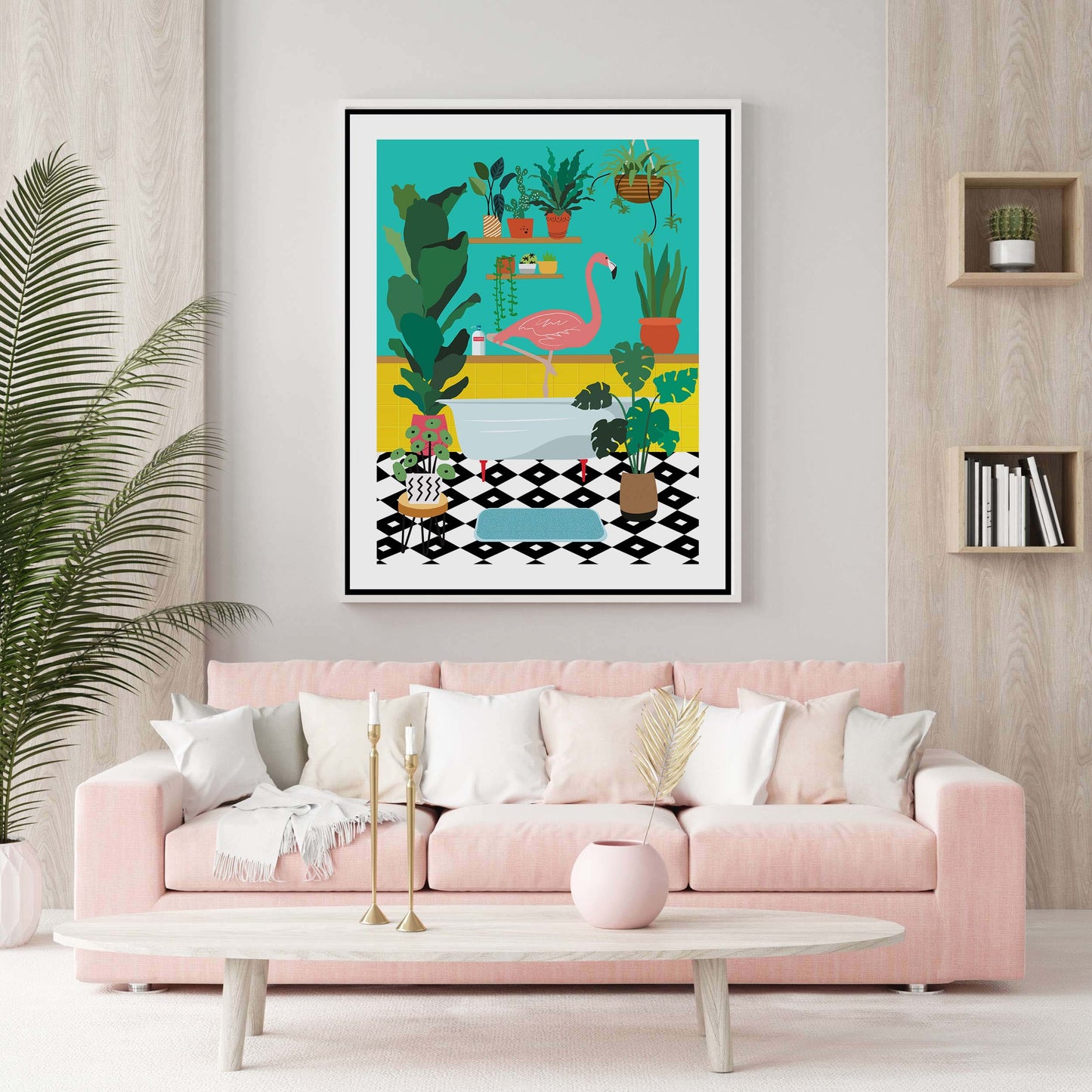 FLAMINGO BATHTIME | CANVAS