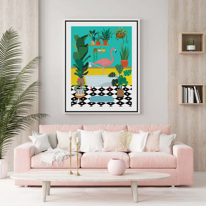 FLAMINGO BATHTIME | CANVAS