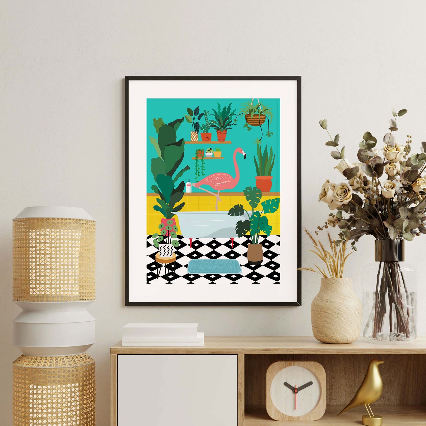 FLAMINGO BATHTIME | PRINT