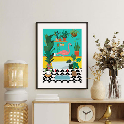 FLAMINGO BATHTIME | PRINT