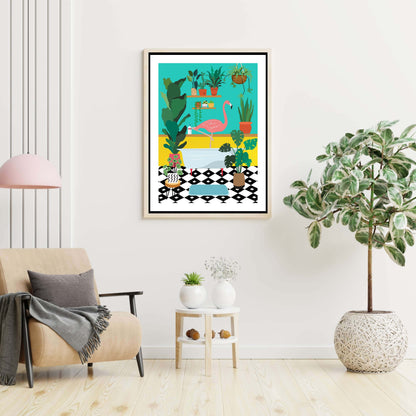 FLAMINGO BATHTIME | CANVAS
