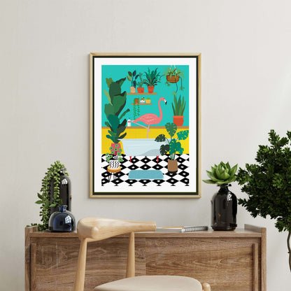 FLAMINGO BATHTIME | CANVAS