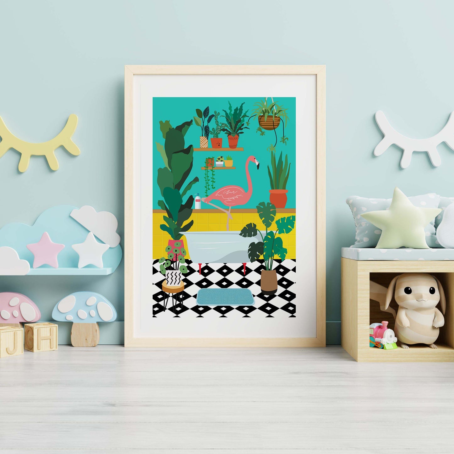 FLAMINGO BATHTIME | PRINT