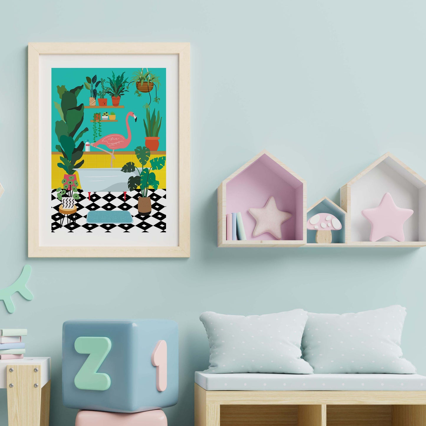 FLAMINGO BATHTIME | PRINT