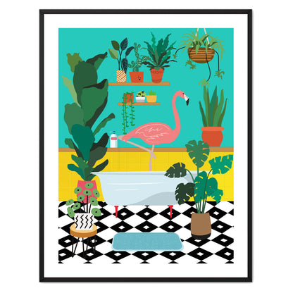 FLAMINGO BATHTIME | CANVAS