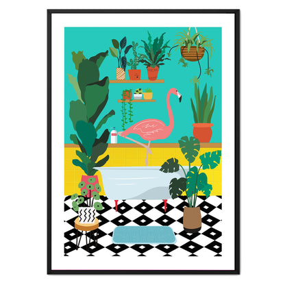 FLAMINGO BATHTIME | CANVAS