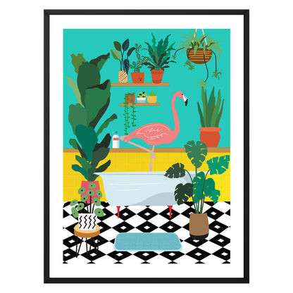 FLAMINGO BATHTIME | CANVAS