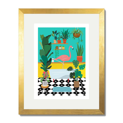 FLAMINGO BATHTIME | PRINT