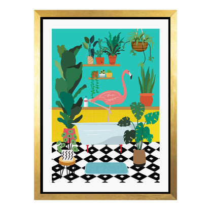 FLAMINGO BATHTIME | CANVAS