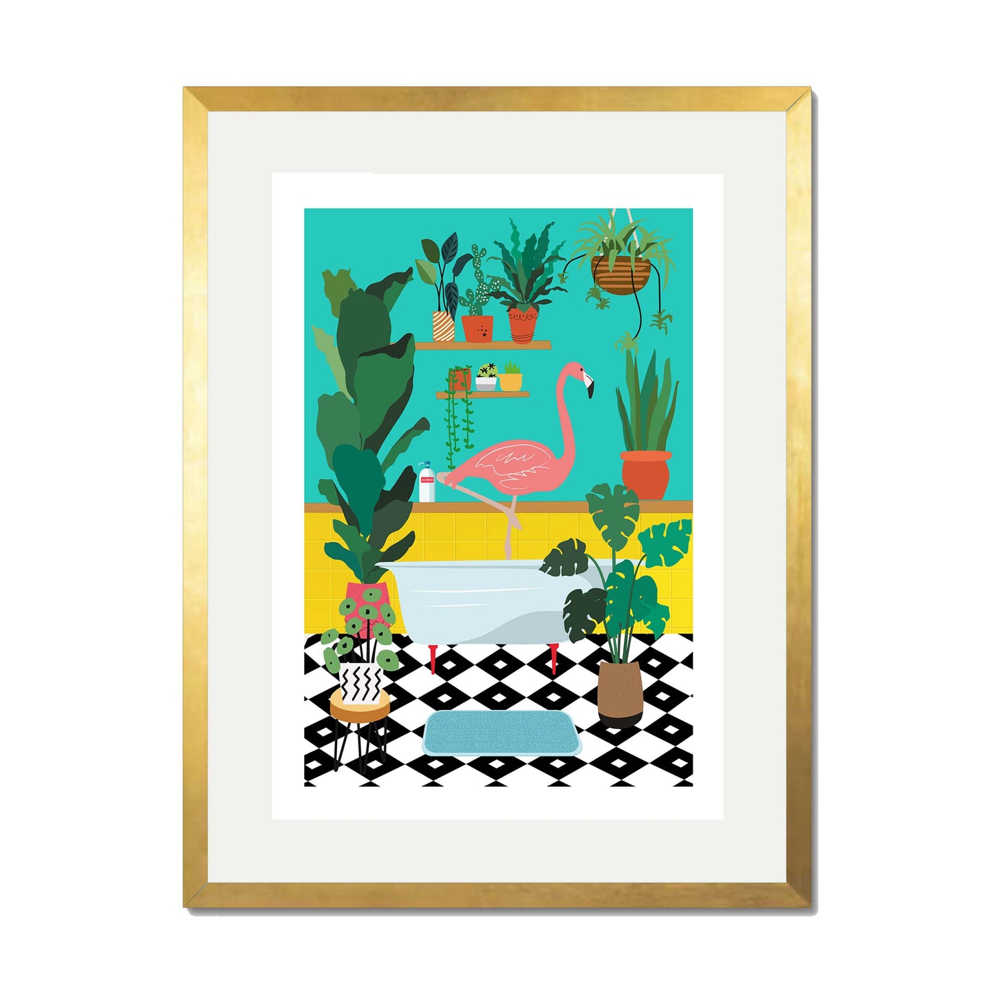 FLAMINGO BATHTIME | PRINT