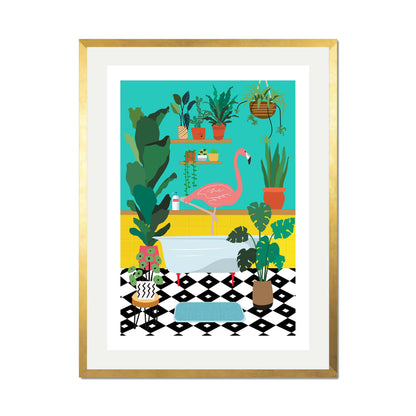 FLAMINGO BATHTIME | PRINT