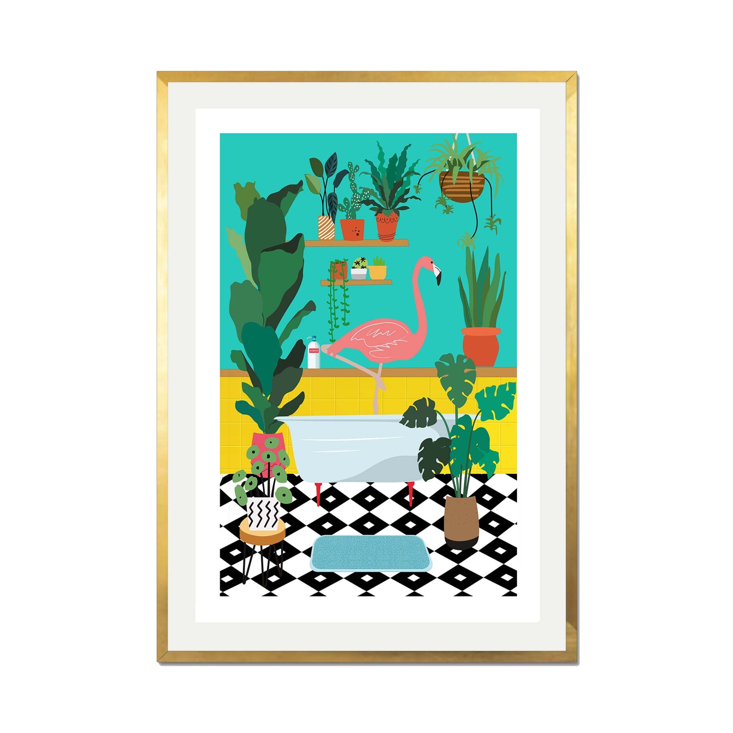 FLAMINGO BATHTIME | PRINT