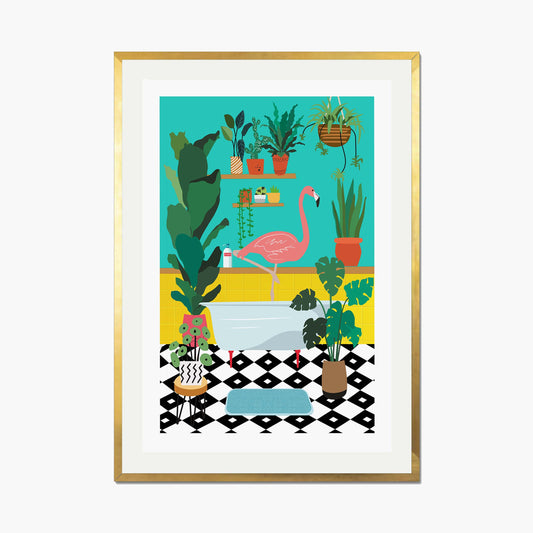 FLAMINGO BATHTIME | PRINT