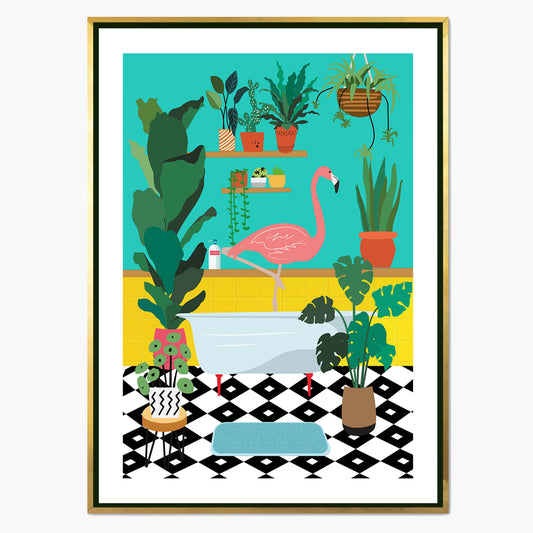 FLAMINGO BATHTIME | CANVAS