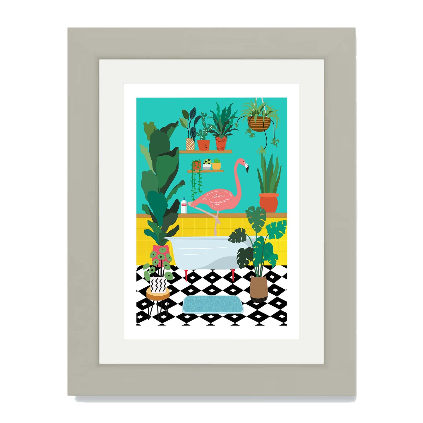 FLAMINGO BATHTIME | PRINT