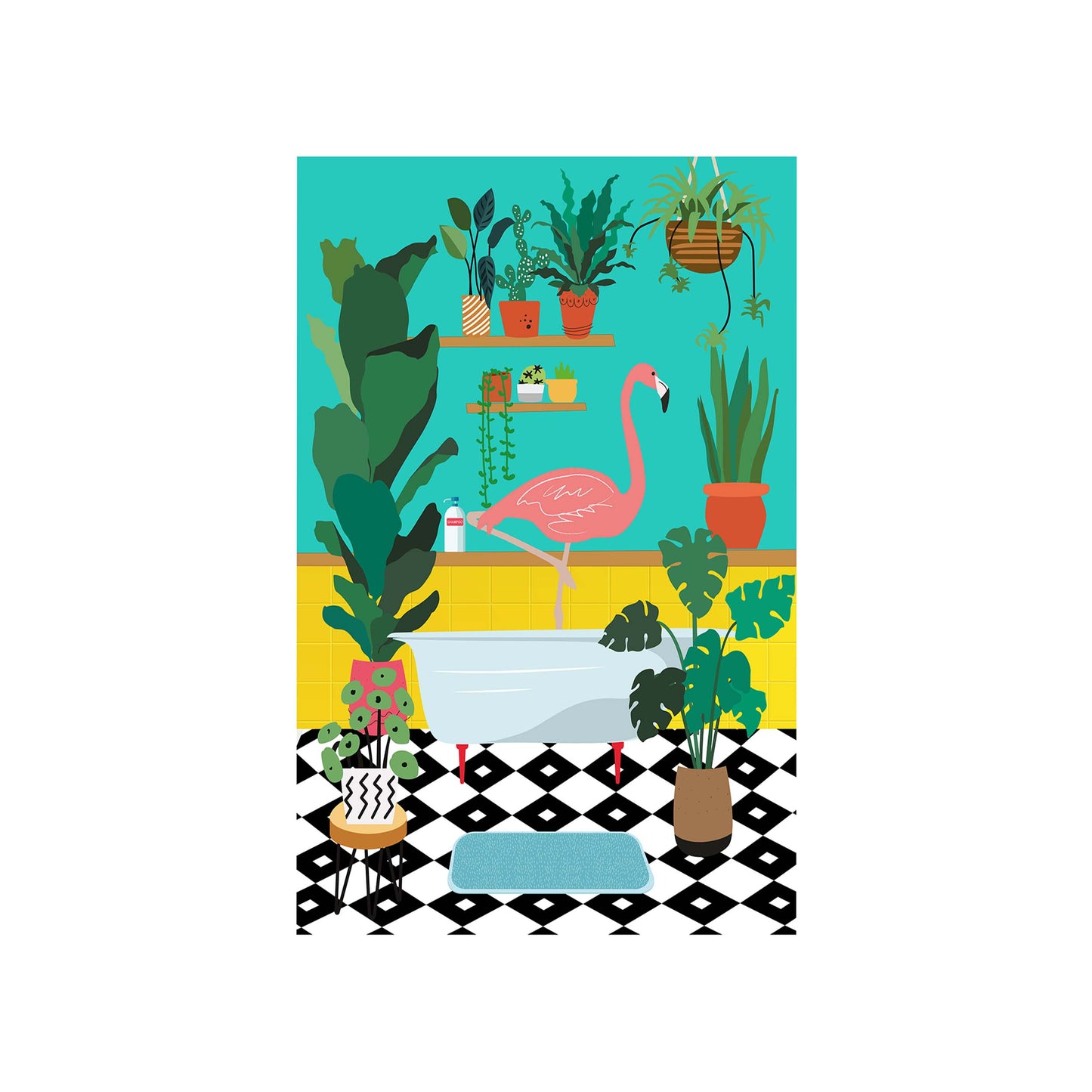 FLAMINGO BATHTIME | PRINT