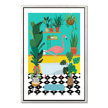 FLAMINGO BATHTIME | CANVAS