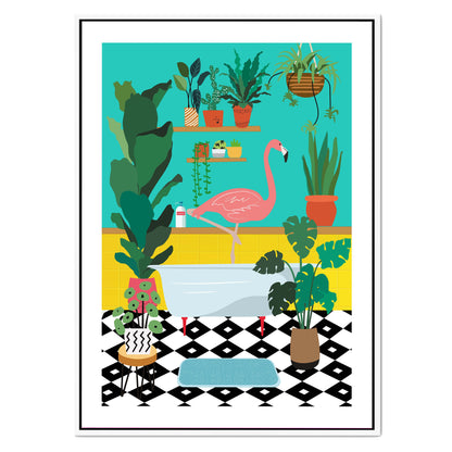 FLAMINGO BATHTIME | CANVAS