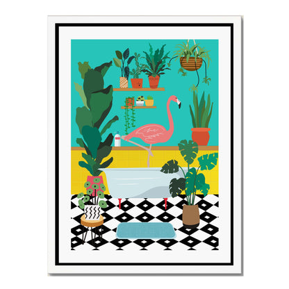FLAMINGO BATHTIME | CANVAS
