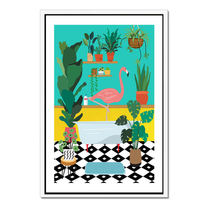 FLAMINGO BATHTIME | CANVAS